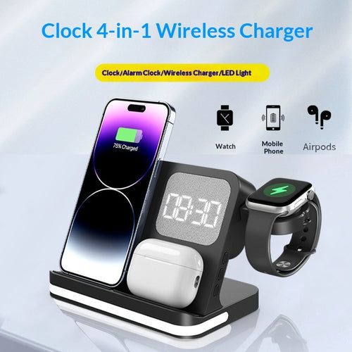 Qi Wireless Charging Clock Alarm Dock | Selvio.ca
