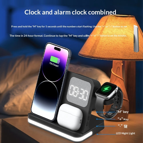 Qi Wireless Charging Clock Alarm Dock | Selvio.ca